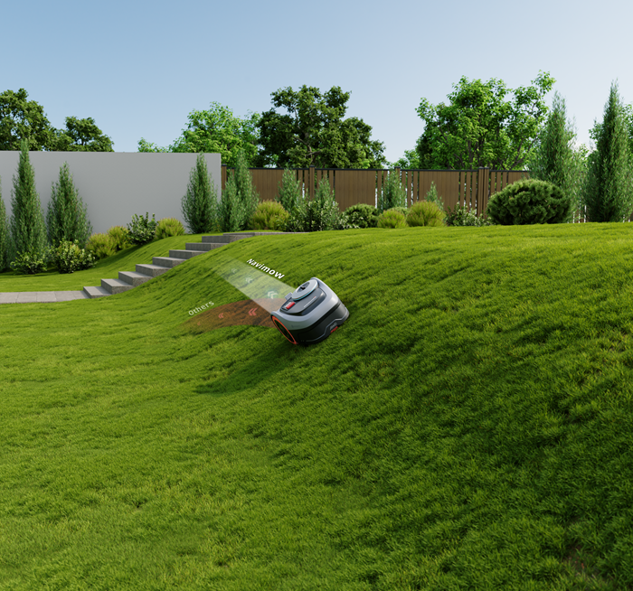 наклонен терен косене с робот